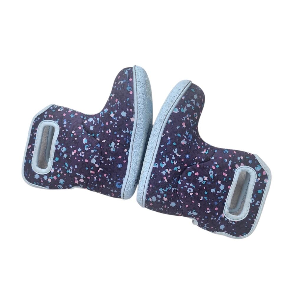 Bogs Little Textures Infant Size 7 Boots Purple Blue Speckled Handles.